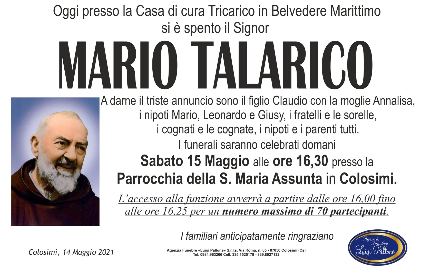 Manifesto annuncio Talarico M Manifesto annuncio Talarico M