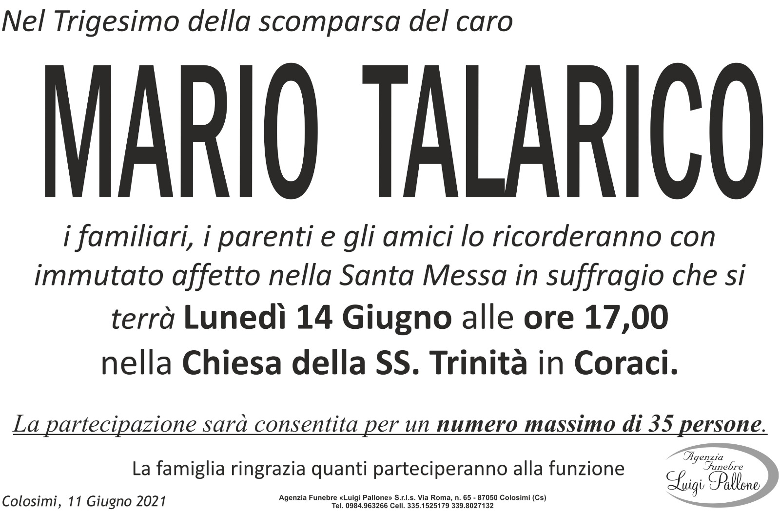 Manifesto trigesimo Talarico M Manifesto trigesimo Talarico M