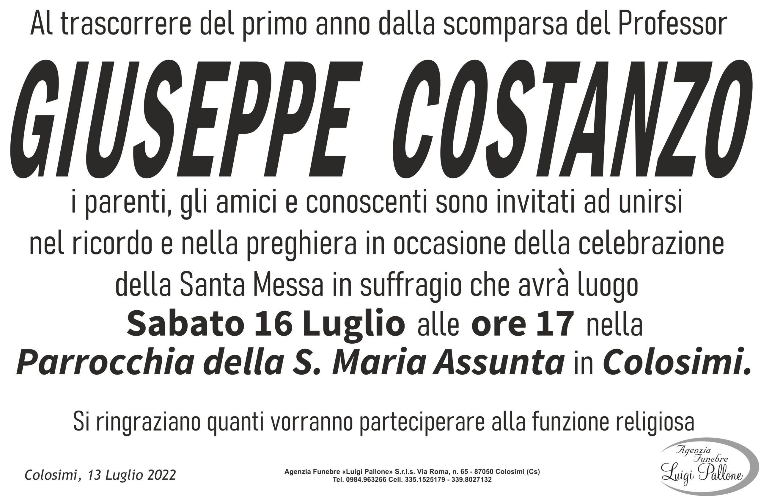 MANIFESTO anniversario Costanzo Manifesto anniversario Costanzo