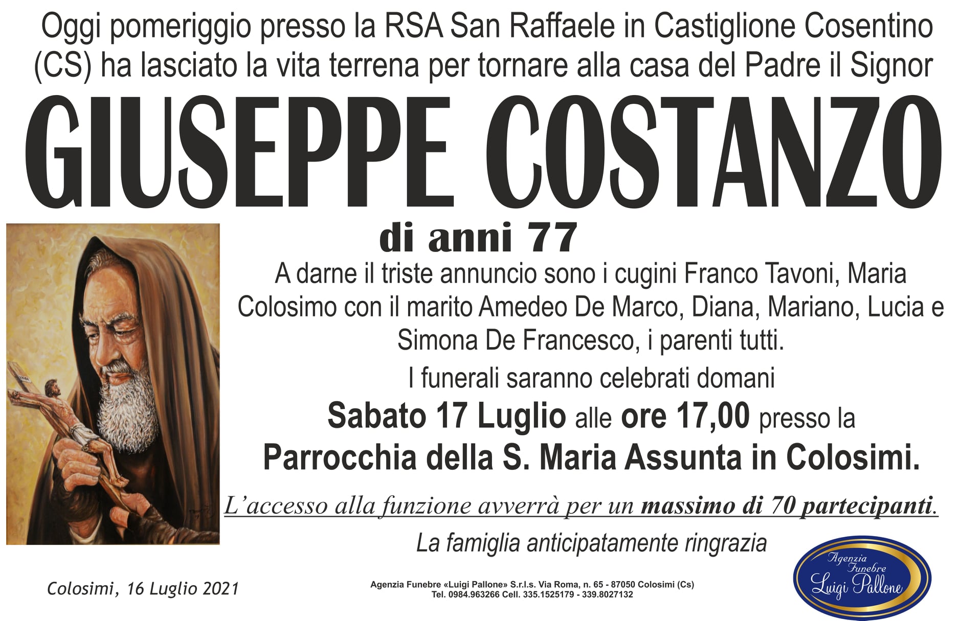 Manifesto annuncio Costanzo Manifesto annuncio Costanzo
