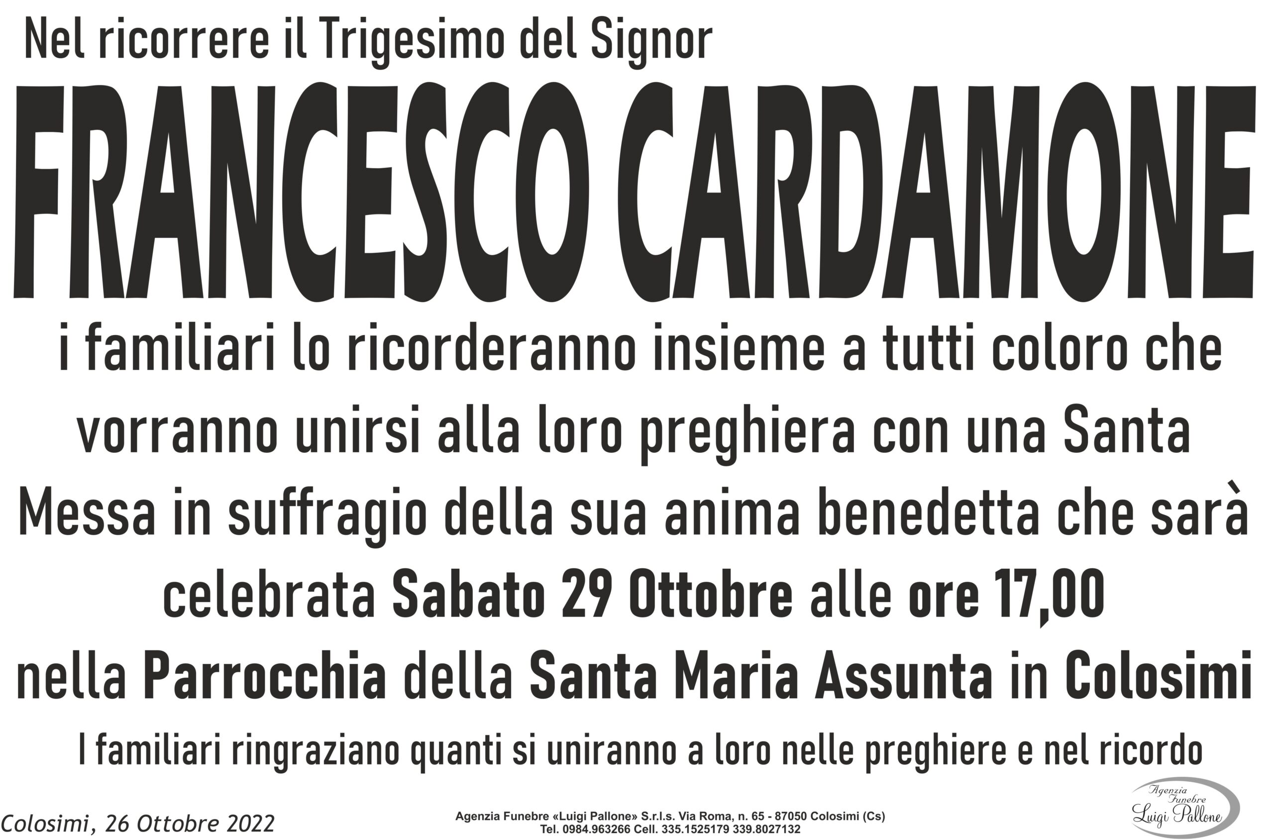 MANIFESTO trigesimo Cardamone MANIFESTO trigesimo Cardamone