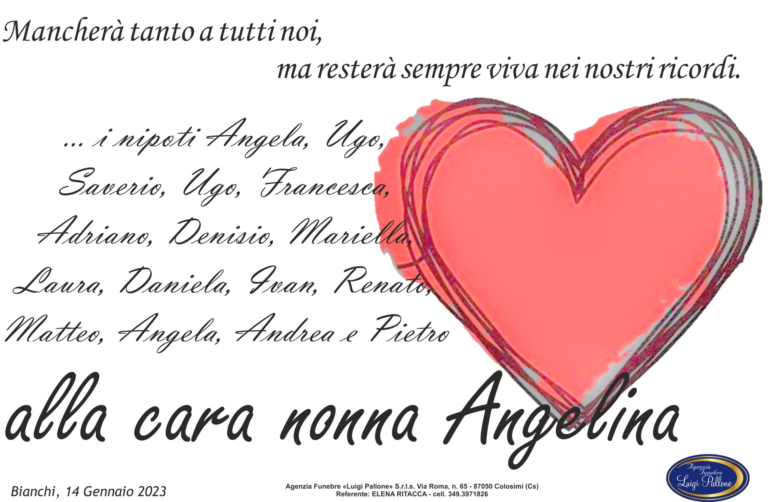 MANIFESTO con dedica nipoti