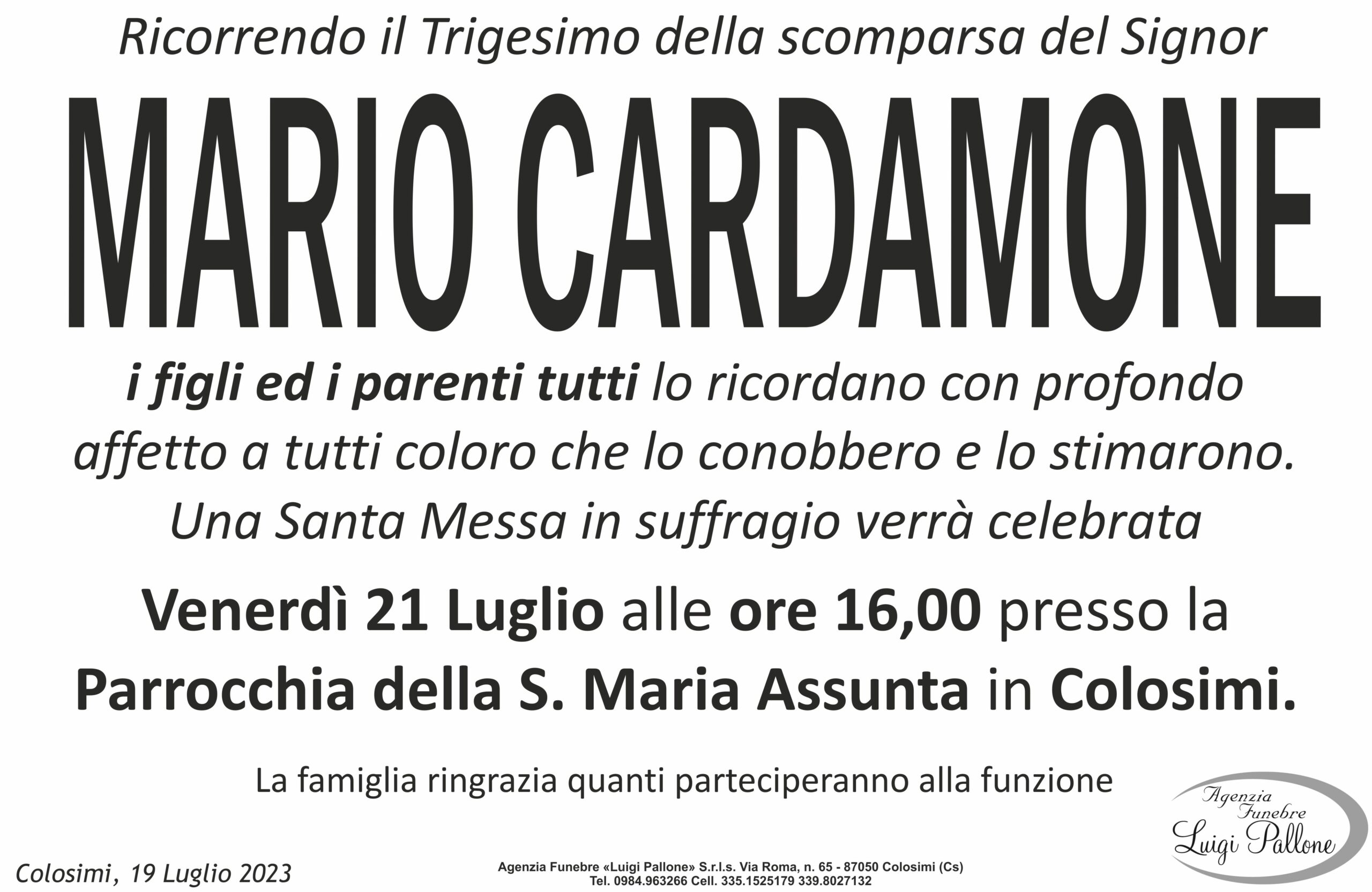 MANIFESTO trigesimo CARDAMONE MANIFESTO trigesimo CARDAMONE