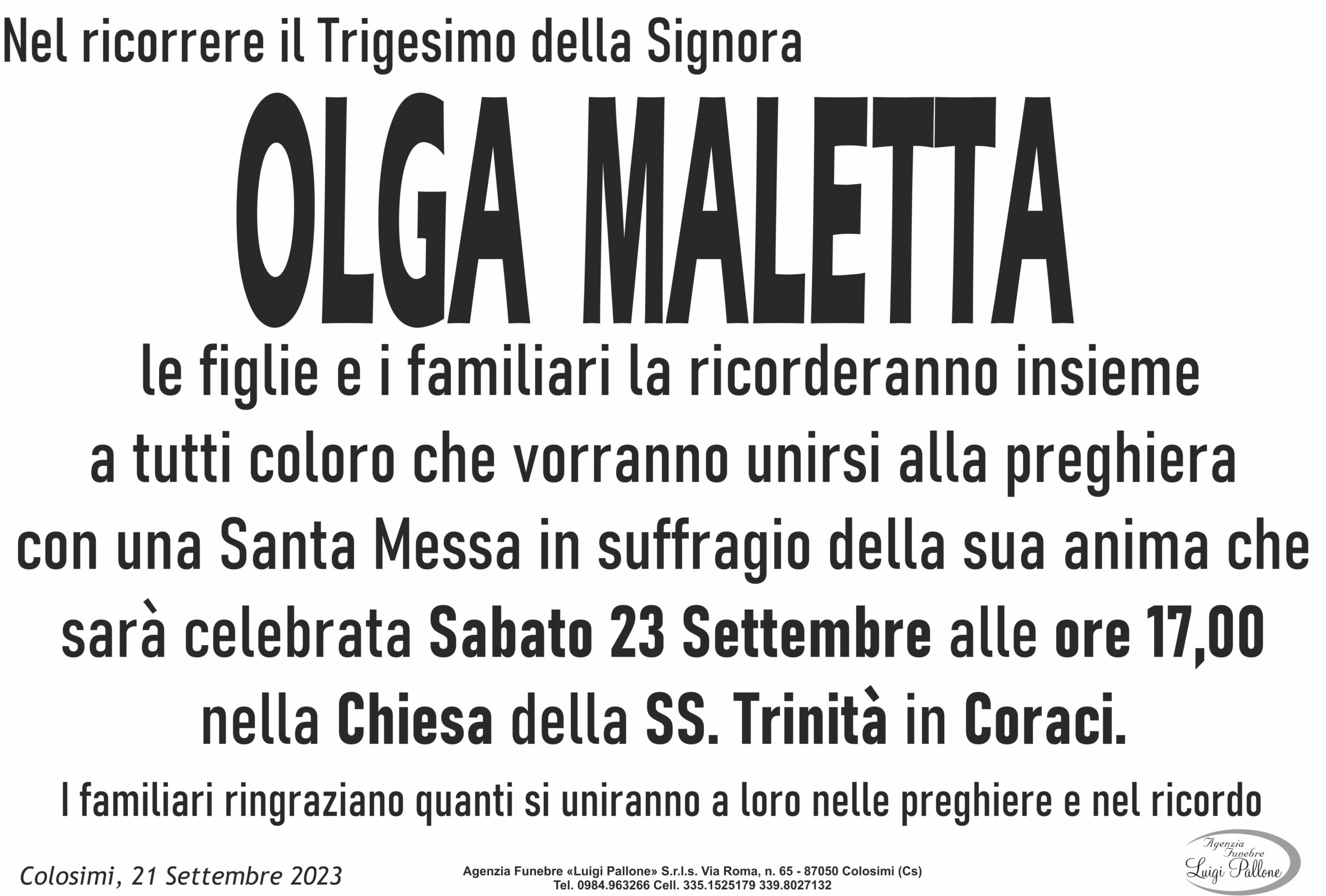 MANIFESTO trigesimo Maletta