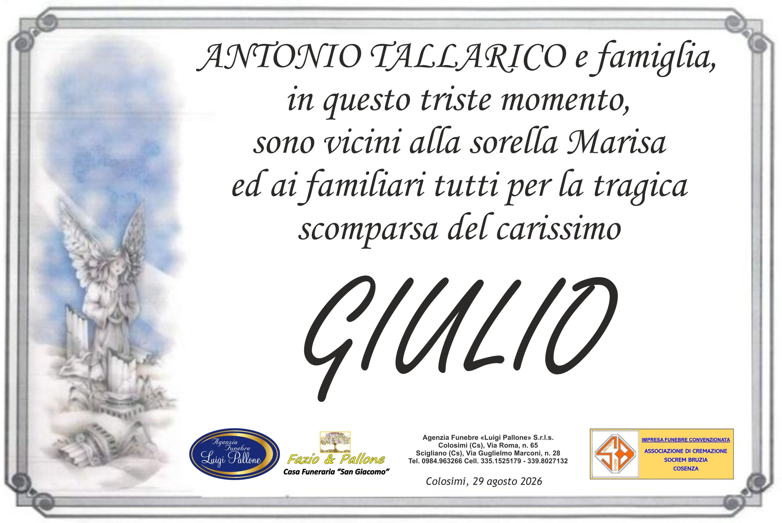 Dedica Giulio Caligiuri
