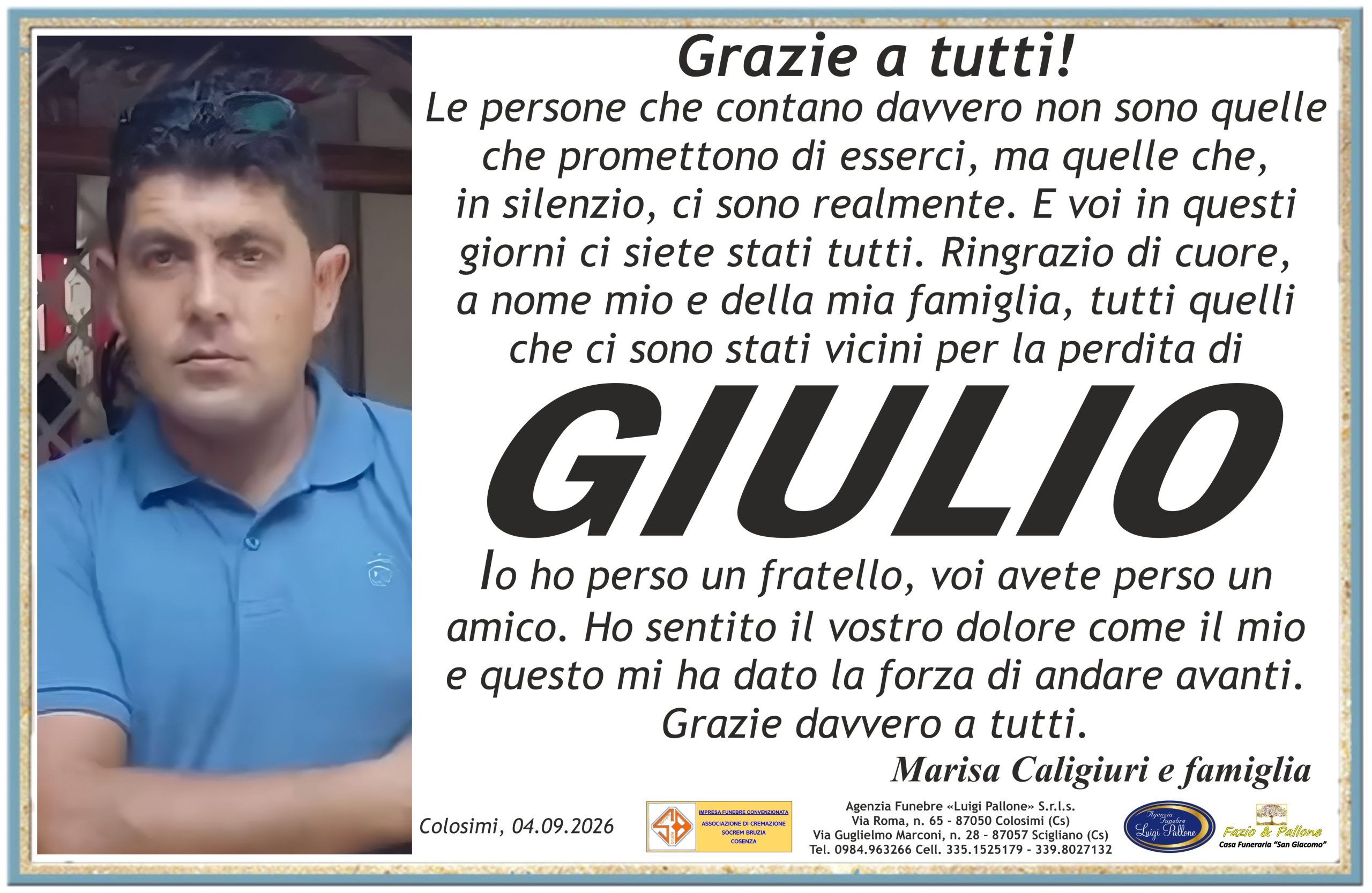 Ringraziamento Giulio